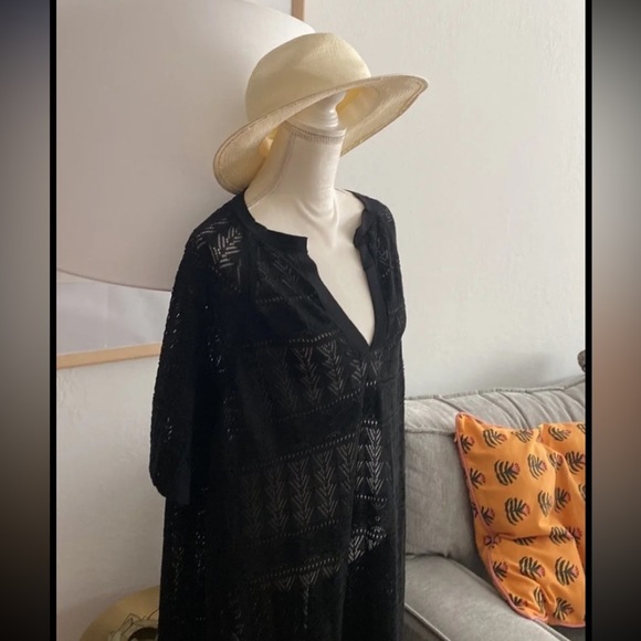 Mango Black Crochet Kimono Tunic Size S - Picture 6 of 11